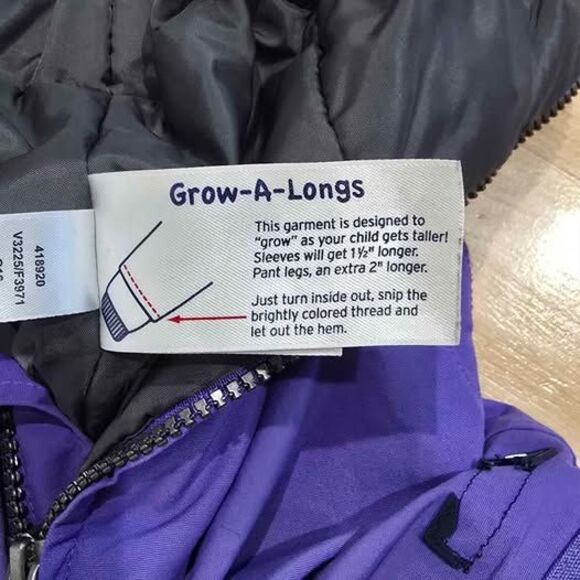 Lands End Girls Snow Pants kids Size 3T Purple Insulated Bib Grow A Longs - Picture 8 of 10